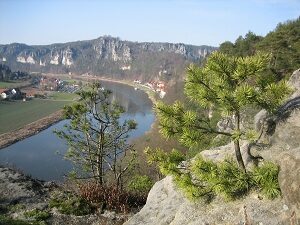 Der Elbbogen bei Rathen im Sommer